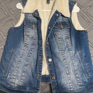INC lined denim vest